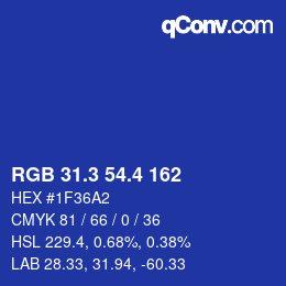 カラーコード: RGB 31.3 54.4 162 | qconv.com