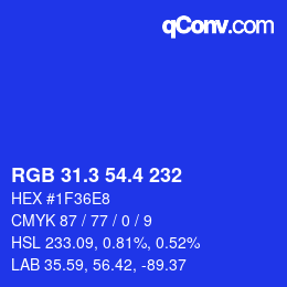 カラーコード: RGB 31.3 54.4 232 | qconv.com