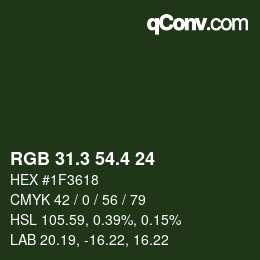 カラーコード: RGB 31.3 54.4 24 | qconv.com