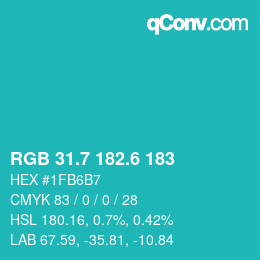 カラーコード: RGB 31.7 182.6 183 | qconv.com