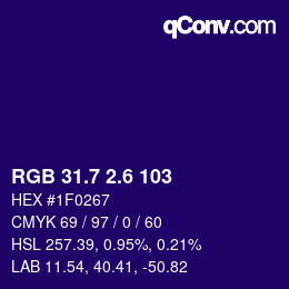 カラーコード: RGB 31.7 2.6 103 | qconv.com