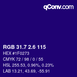 カラーコード: RGB 31.7 2.6 115 | qconv.com