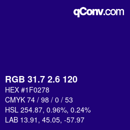 カラーコード: RGB 31.7 2.6 120 | qconv.com