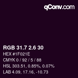 カラーコード: RGB 31.7 2.6 30 | qconv.com