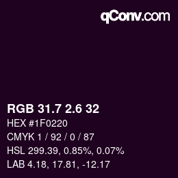 カラーコード: RGB 31.7 2.6 32 | qconv.com