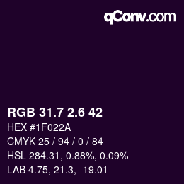 カラーコード: RGB 31.7 2.6 42 | qconv.com