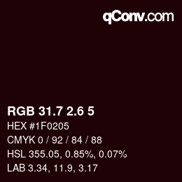 カラーコード: RGB 31.7 2.6 5 | qconv.com