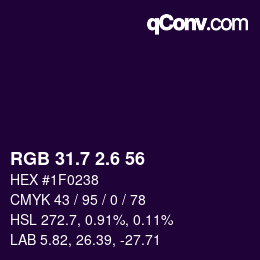 カラーコード: RGB 31.7 2.6 56 | qconv.com