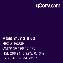 カラーコード: RGB 31.7 2.6 63 | qconv.com