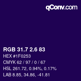 カラーコード: RGB 31.7 2.6 83 | qconv.com