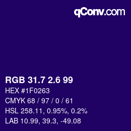 カラーコード: RGB 31.7 2.6 99 | qconv.com