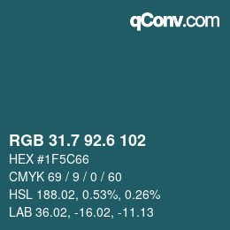 カラーコード: RGB 31.7 92.6 102 | qconv.com