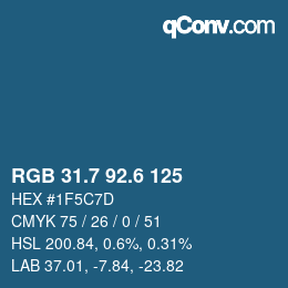カラーコード: RGB 31.7 92.6 125 | qconv.com