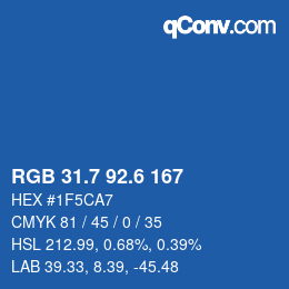 カラーコード: RGB 31.7 92.6 167 | qconv.com