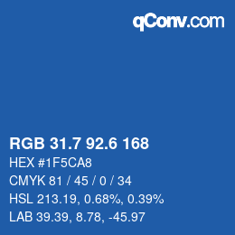 カラーコード: RGB 31.7 92.6 168 | qconv.com