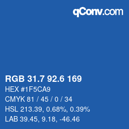 カラーコード: RGB 31.7 92.6 169 | qconv.com