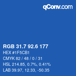 カラーコード: RGB 31.7 92.6 177 | qconv.com