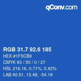 カラーコード: RGB 31.7 92.6 185 | qconv.com
