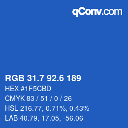 カラーコード: RGB 31.7 92.6 189 | qconv.com