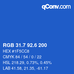 カラーコード: RGB 31.7 92.6 200 | qconv.com