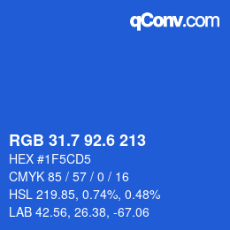 カラーコード: RGB 31.7 92.6 213 | qconv.com