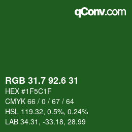 カラーコード: RGB 31.7 92.6 31 | qconv.com