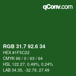 カラーコード: RGB 31.7 92.6 34 | qconv.com