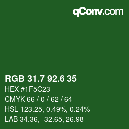カラーコード: RGB 31.7 92.6 35 | qconv.com