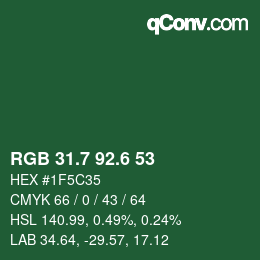カラーコード: RGB 31.7 92.6 53 | qconv.com