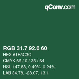 カラーコード: RGB 31.7 92.6 60 | qconv.com
