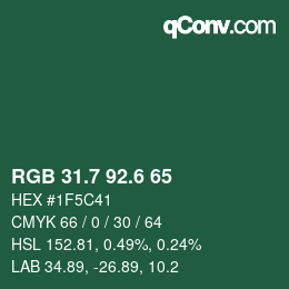 カラーコード: RGB 31.7 92.6 65 | qconv.com