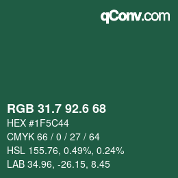 カラーコード: RGB 31.7 92.6 68 | qconv.com