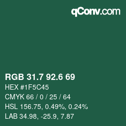 カラーコード: RGB 31.7 92.6 69 | qconv.com