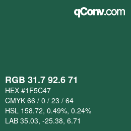 カラーコード: RGB 31.7 92.6 71 | qconv.com