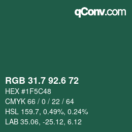 カラーコード: RGB 31.7 92.6 72 | qconv.com