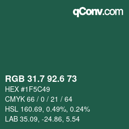 カラーコード: RGB 31.7 92.6 73 | qconv.com