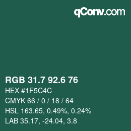 カラーコード: RGB 31.7 92.6 76 | qconv.com