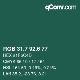 カラーコード: RGB 31.7 92.6 77 | qconv.com