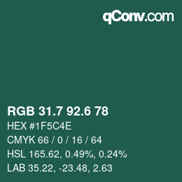 カラーコード: RGB 31.7 92.6 78 | qconv.com