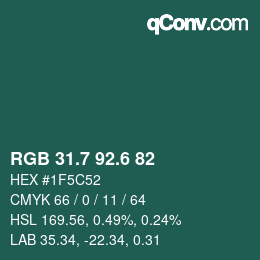 カラーコード: RGB 31.7 92.6 82 | qconv.com