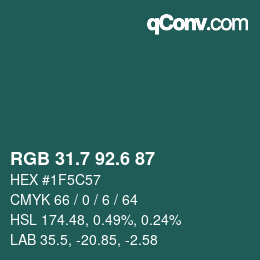 カラーコード: RGB 31.7 92.6 87 | qconv.com