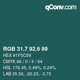 カラーコード: RGB 31.7 92.6 89 | qconv.com