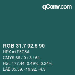カラーコード: RGB 31.7 92.6 90 | qconv.com