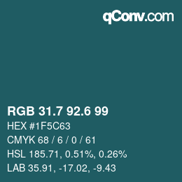 カラーコード: RGB 31.7 92.6 99 | qconv.com