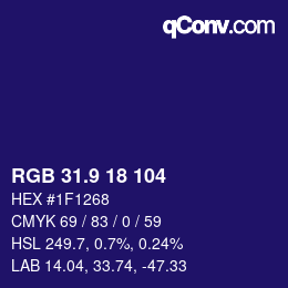 カラーコード: RGB 31.9 18 104 | qconv.com