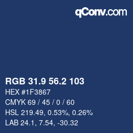 Color code: RGB 31.9 56.2 103 | qconv.com