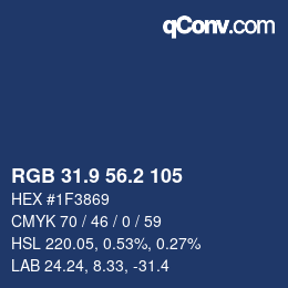 Color code: RGB 31.9 56.2 105 | qconv.com