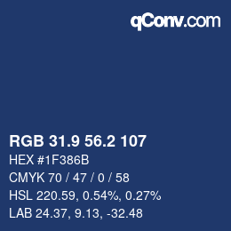 カラーコード: RGB 31.9 56.2 107 | qconv.com