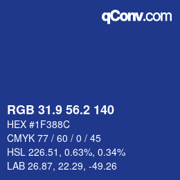 カラーコード: RGB 31.9 56.2 140 | qconv.com