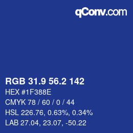 Color code: RGB 31.9 56.2 142 | qconv.com